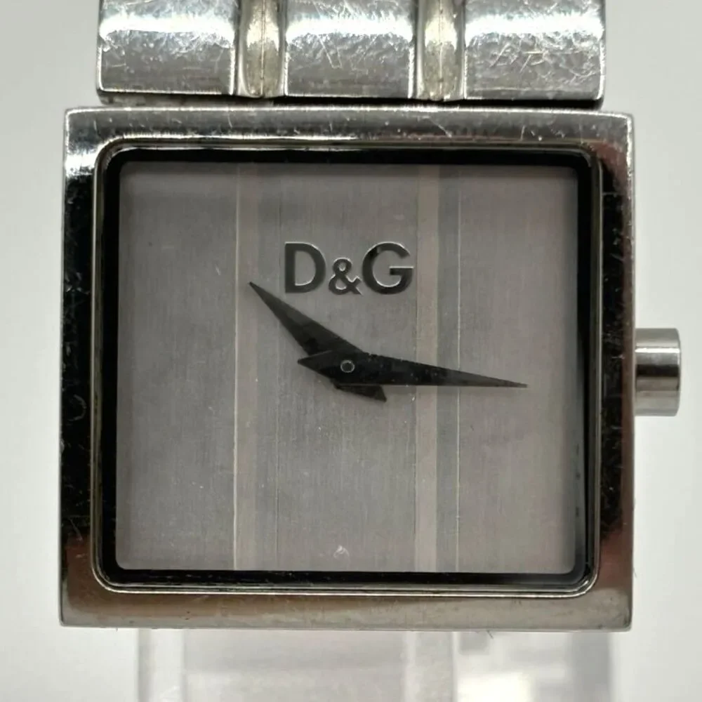 Dolce & Gabbana (Authentic) Silver Stainless Steel Square Dial Cuff Wristwatch - Picture 3 of 8